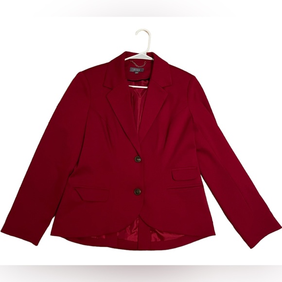 Cass Women’s Red Blazer with Black Suede Elbow Detail si3 Large Minimalist - Picture 12 of 15
